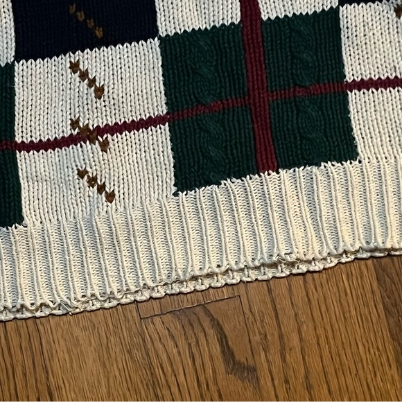 Vintage 1990s Van Heusen Knitted Crewneck Sweater Pattern Grandpa Sweater sz L - Picture 6 of 11